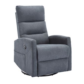 Manual Recliner Chair with Rocker and Swivel in Fabric