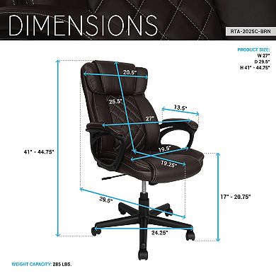 Ergonomic Executive High Back Office Chair with Adjustable Height and Lumbar Support