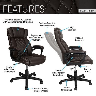 Ergonomic Executive High Back Office Chair with Adjustable Height and Lumbar Support