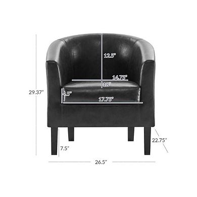 Faux Leather Round Accent Barrel Chair