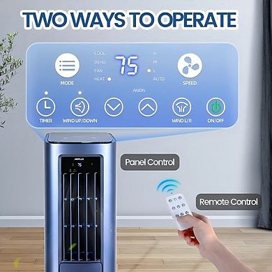 Portable Air Conditioner Cools 7,00 Sq. Ft. with Heater and Dehumidifier, with Remote Control