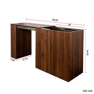 GOODSILO Modern Corner Computer Desk with Drawers and Extendable Table for Home Office Storage