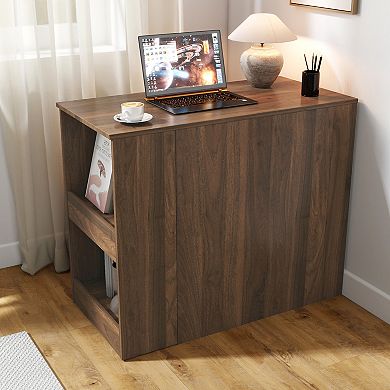 GOODSILO Modern Corner Computer Desk with Drawers and Extendable Table for Home Office Storage