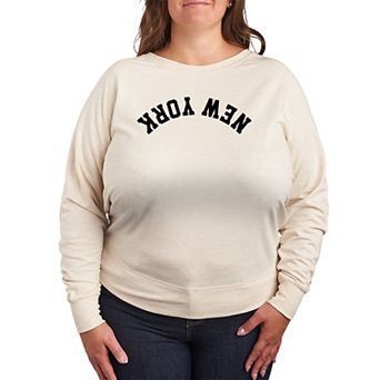 Plus Size New York Upside Down French Terry Long Sleeve Tee