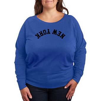 Plus Size New York Upside Down French Terry Long Sleeve Tee