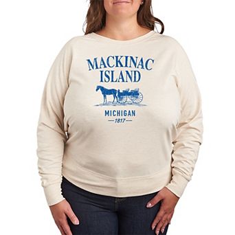 Plus Size Mackinac Island, Michigan 1817 French Terry Long Sleeve Tee