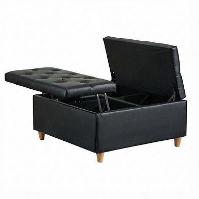 IDEALHOUSE 34.6" Square Storage Ottoman Bench with Lift Top, Black