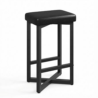 IDEALHOUSE 4-Pack Bar Stools, Counter Height Backless Stool with PU Seat & Metal Frame