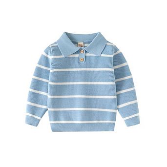 Boy's Striped Knitted Polo Sweater