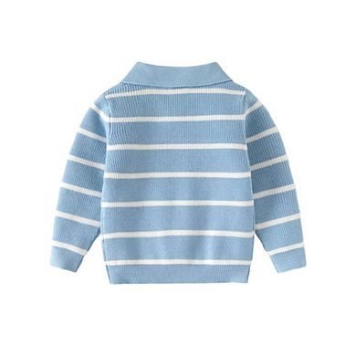 Boy's Striped Knitted Polo Sweater