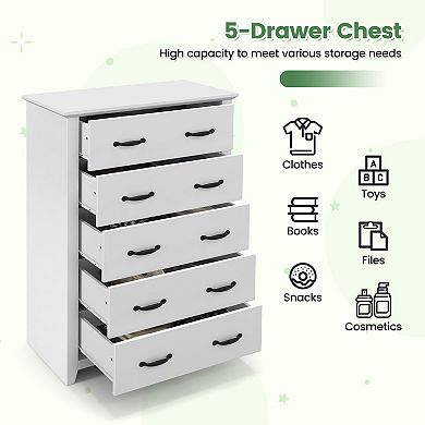 Tall 5 Drawer Dresser Storage Cabinet for Bedroom Living Room