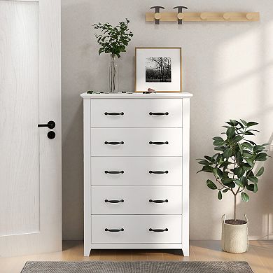 Tall 5 Drawer Dresser Storage Cabinet for Bedroom Living Room
