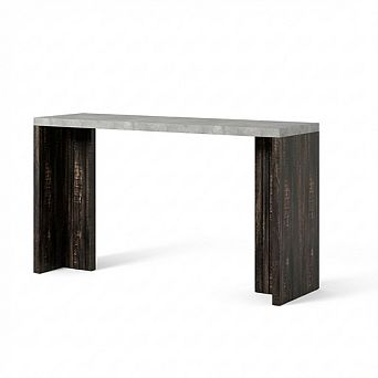 IDEALHOUSE LED Bar Table with Faux Marble Top and T-Shaped Legs, Counter Height Pub Table