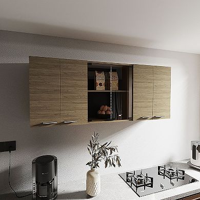 Superior 150 Wall Cabinet Six Door With Glass, Four Interior Shelves, Two Double Door,
