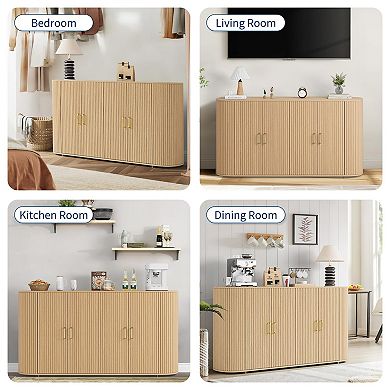 IDEALHOUSE 63" Curved Sideboard with Fold Doors