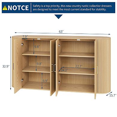 IDEALHOUSE 63" Curved Sideboard with Fold Doors