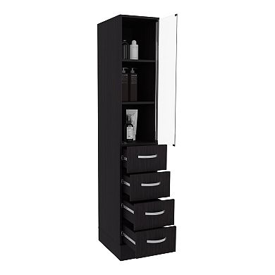 Vanguard Linen Cabinet, Three Shelves, Four Drawers