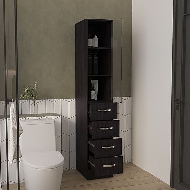 Vanguard Linen Cabinet, Three Shelves, Four Drawers