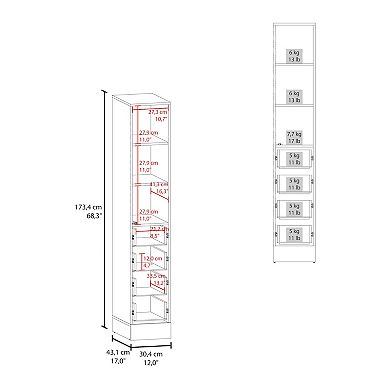 Vanguard Linen Cabinet, Three Shelves, Four Drawers