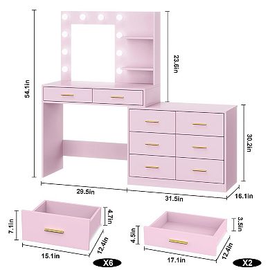 IDEALHOUSE 61" Lighted Makeup Vanity