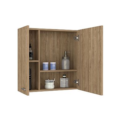 Sines Mirror Medicine Cabinet, With Four Internal Shelves, Double Door, Minimalist Bathroom Storage