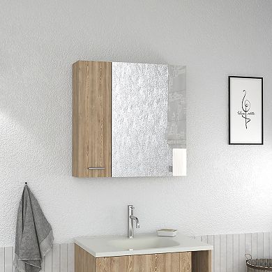Sines Mirror Medicine Cabinet, With Four Internal Shelves, Double Door, Minimalist Bathroom Storage