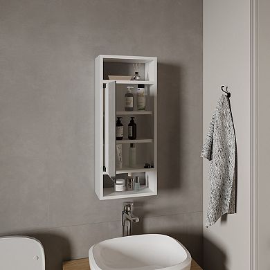 Uros Wall-Mounted Mirror Medicine Cabinet With One Door And Interior Storage Shelves