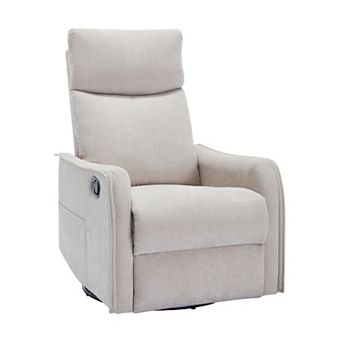 Heat Massage Manual Recliner Chair with Rocker and Swivel in Fabric for Living Room