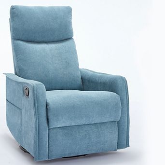 Heat Massage Manual Recliner Chair with Rocker and Swivel in Fabric for Living Room