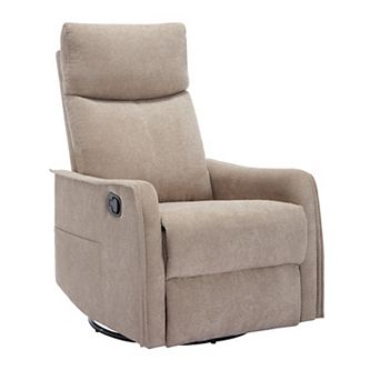 Heat Massage Manual Recliner Chair with Rocker and Swivel in Fabric for Living Room