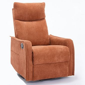 Heat Massage Manual Recliner Chair with Rocker and Swivel in Fabric for Living Room