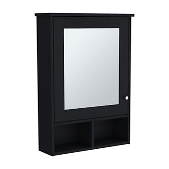 Vina Medicine Cabinet With Mirror Door 29" High Cabinet Organizer With Three Concealed Shelves.