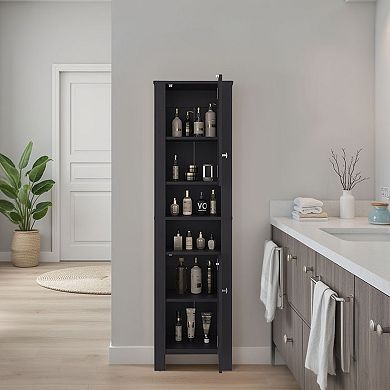 Vanessa Bathroom Cabinet with Auxiliary Storage Modern Freestanding Organizer.