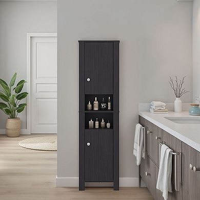 Vanessa Bathroom Cabinet with Auxiliary Storage Modern Freestanding Organizer.