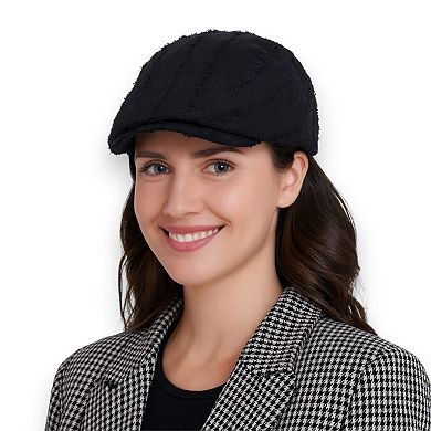 Retro Newsboy Cap with Textured Distressed Fabric and Adjustable Back Strap