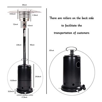 Black Outdoor Propane Heater With Wheels