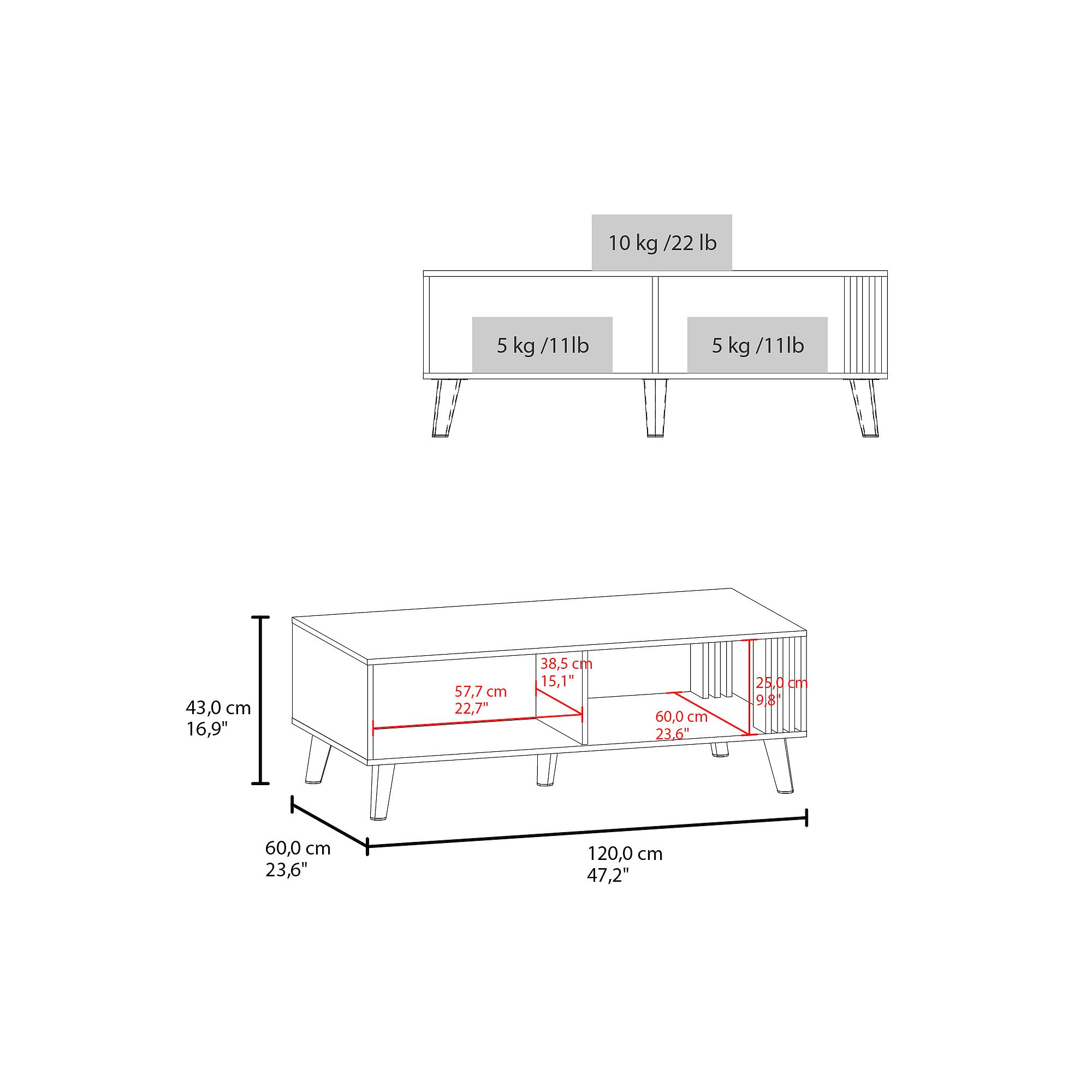 Vance 47 coffee table dimensions diagram