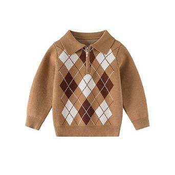 Boy's Jacquard Collar Half-Zip Sweater