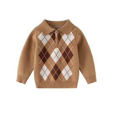 Boy's Jacquard Collar Half-Zip Sweater