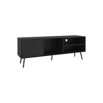 Vance 63" Wide Tv Stand With Two Pull Down Cabinets, Two Shelves, Cable Management , Living Room.