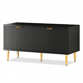 IDEALHOUSE Shoe Storage Bench, 42" Wooden Storage Chest with Cabinet Doors