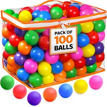100 Pit Balls for Toddlers with Storage Bag - 7 Bright Colors, Crush Proof, Great Play Toys