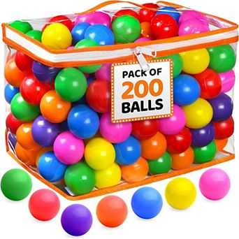 200 Pit Balls for Toddlers with Storage Bag - 7 Bright Colors, Crush Proof, Great Play Toys