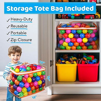 200 Pit Balls for Toddlers with Storage Bag - 7 Bright Colors, Crush Proof, Great Play Toys