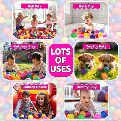 200 Pit Balls for Toddlers with Storage Bag - 7 Bright Colors, Crush Proof, Great Play Toys