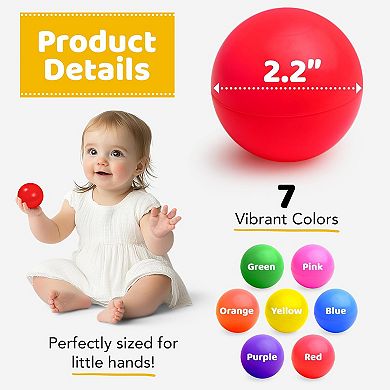 200 Pit Balls for Toddlers with Storage Bag - 7 Bright Colors, Crush Proof, Great Play Toys
