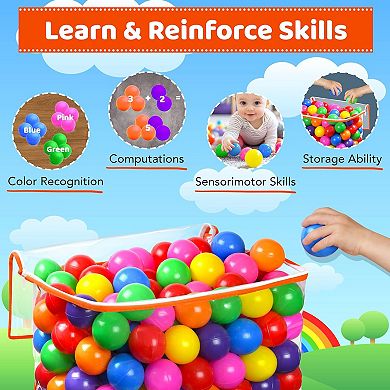 400 Pit Balls for Toddlers with Storage Bag - 7 Bright Colors, Crush Proof, Great Play Toys