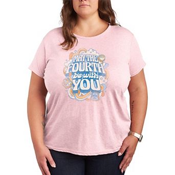 Plus Size Star Wars May The Fourth Be With You Vintage Distressed Graphic Tee