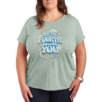 Plus Size Star Wars May The Fourth Be With You Vintage Distressed Graphic Tee