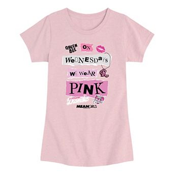 Girls 7-16 Mean Girls On Wednesdays We Wear Pink Graphic Tee